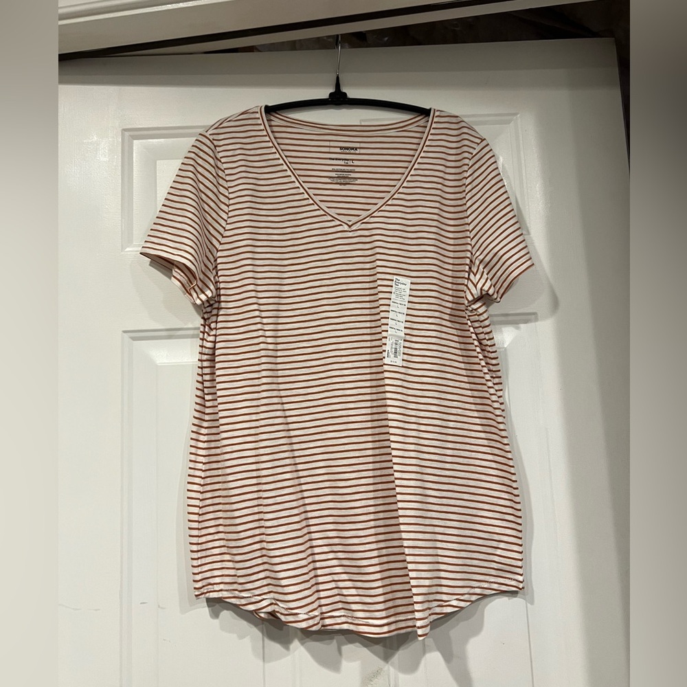Women's Striped V-Neck Top